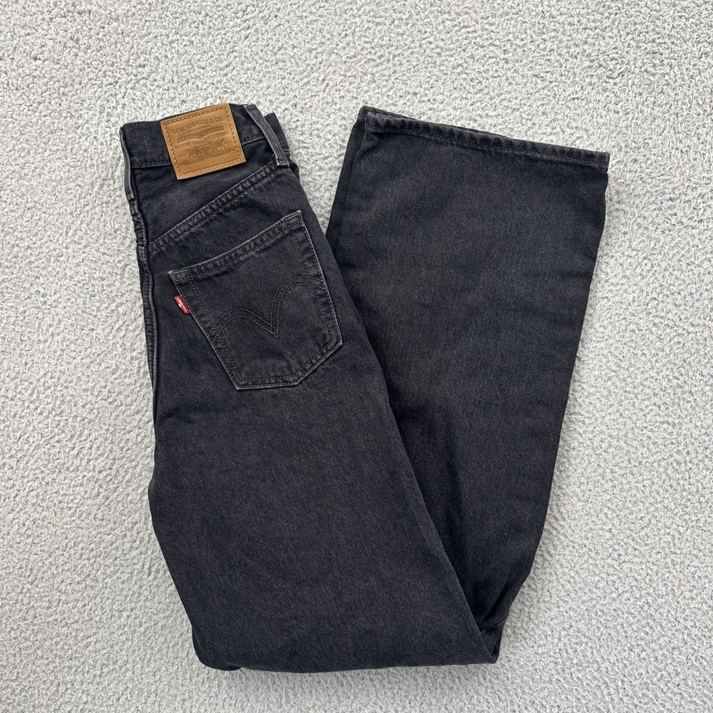 Levi's Ribcage Wide Leg Jeans Rosie Posie Black High Rise Women's 23 x 30